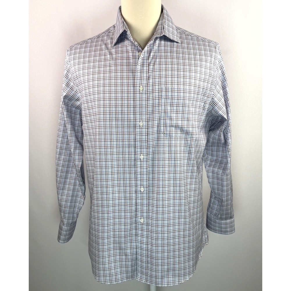 Jos A Bank 1905 Plaid Tailored Fit Long Sleeve Button Down Size 16 1/2 - 34